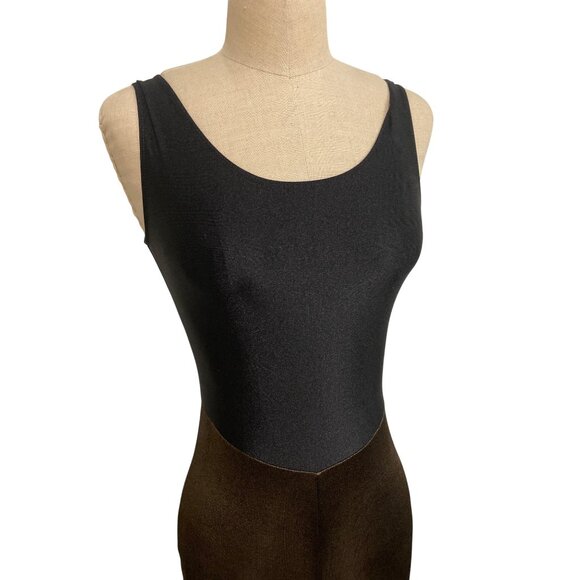 Black & Brown Sleeveless Leotard Jumpsuit With Distressed Leggings - Picture 4 of 6